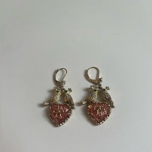 Betsey Johnson vintage heart love bird earrings
